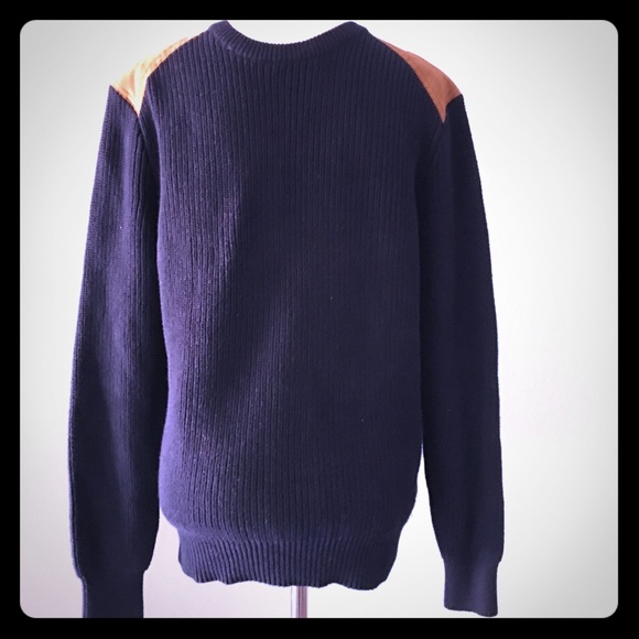 J Crew Leather Shoulder Patch Sweater 